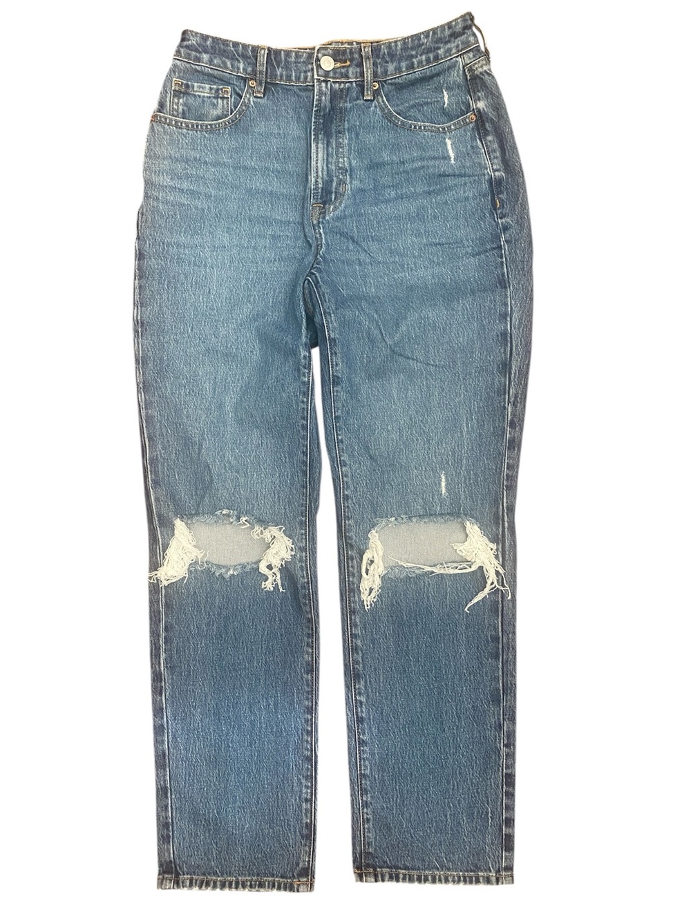 PacSun Distressed Curve Straight-Leg Jeans in Medium Blue